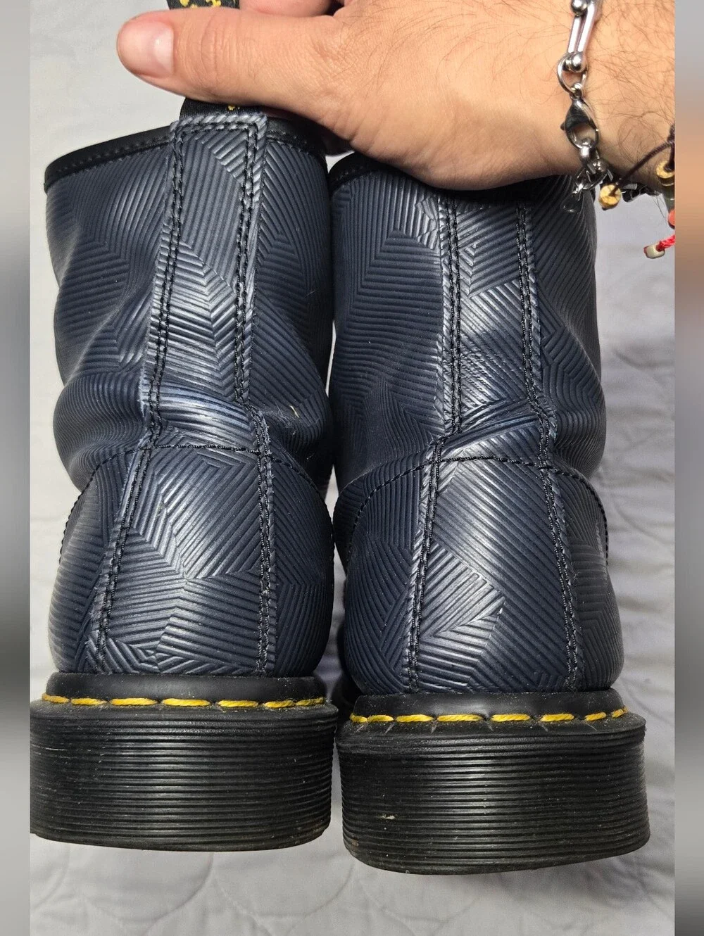 Dr. Martens Men's Dark Blue Lace-Up Leather Boots Size 11 Mens
